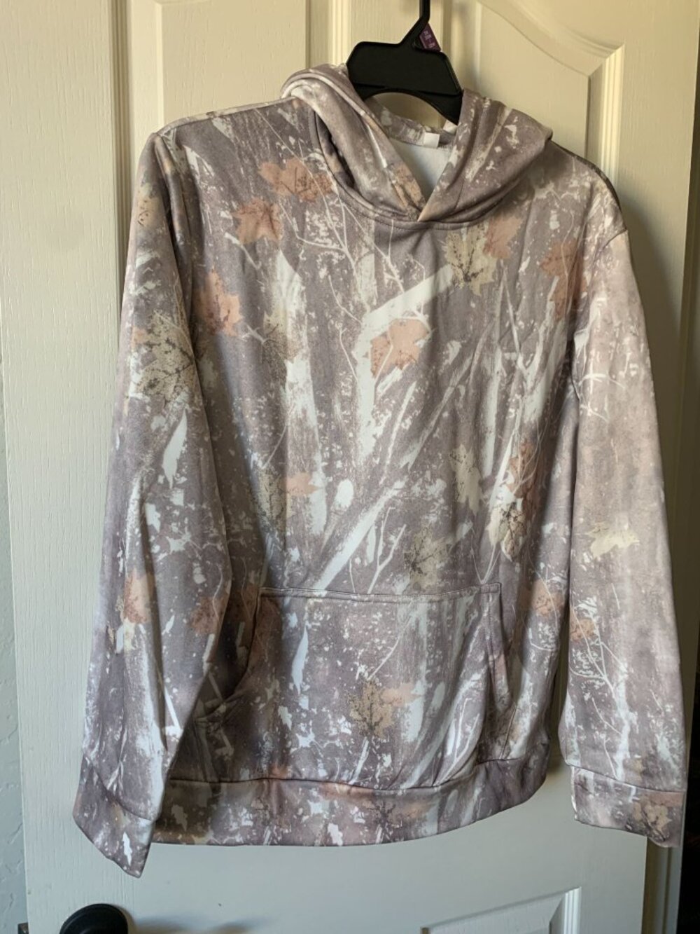Camo Print Hooded Sweatshirt With Kangaroo Pocket